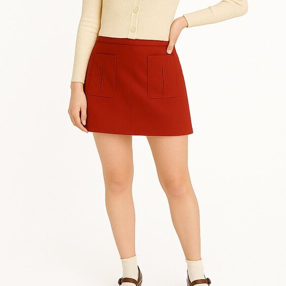 Gap Red Pocket Mini Skirt Size 00P Stretch Mod Preppy Workwear Chic - Picture 1 of 8